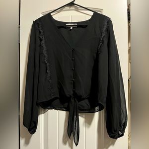 Cropped Black Lace Blouse